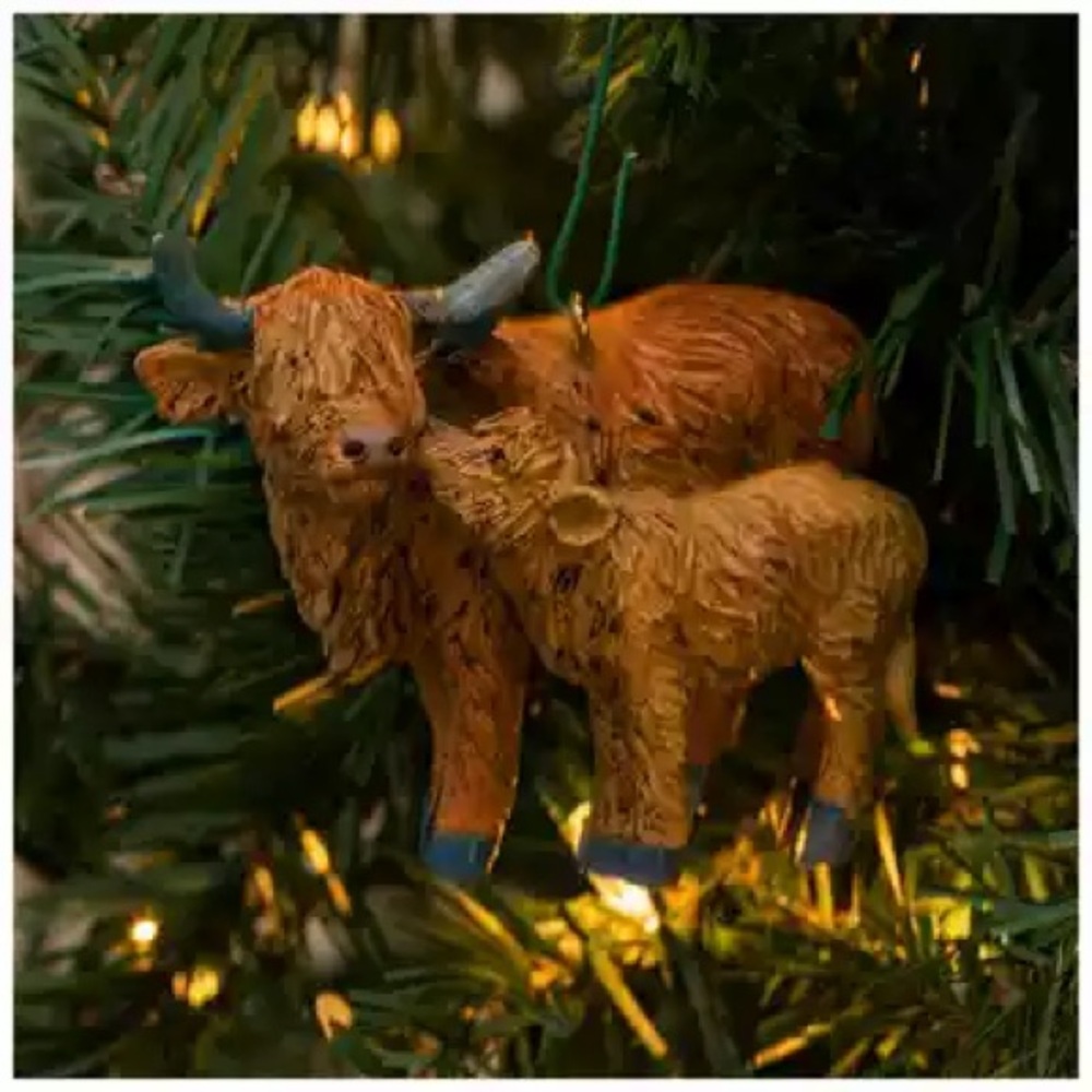 Charming Brown Highland Cows Ornament